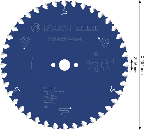 BoschEXPERT 木工圆锯片，直径 184 毫米。